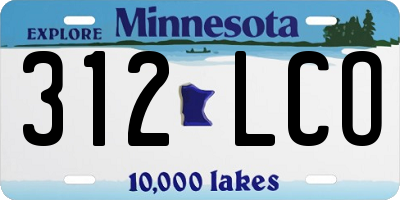 MN license plate 312LCO