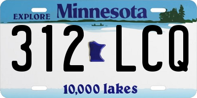 MN license plate 312LCQ
