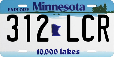 MN license plate 312LCR