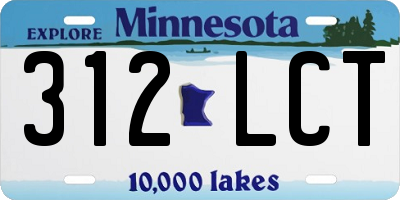 MN license plate 312LCT