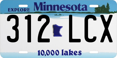 MN license plate 312LCX