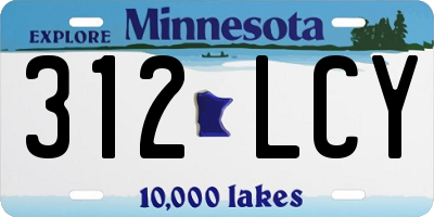 MN license plate 312LCY
