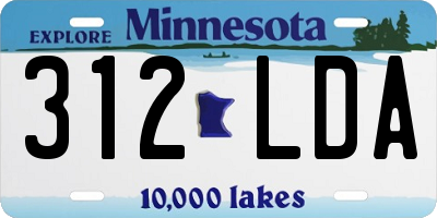 MN license plate 312LDA