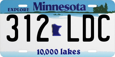 MN license plate 312LDC