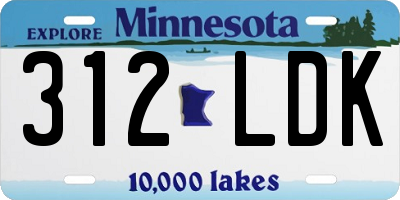 MN license plate 312LDK