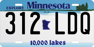 MN license plate 312LDQ