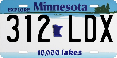 MN license plate 312LDX