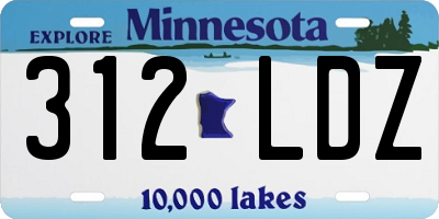 MN license plate 312LDZ