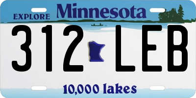 MN license plate 312LEB