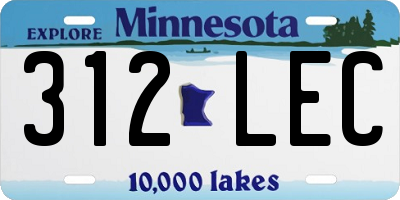 MN license plate 312LEC