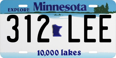 MN license plate 312LEE