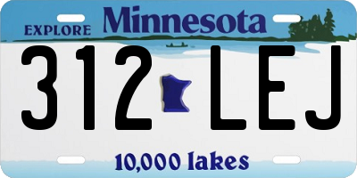MN license plate 312LEJ