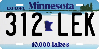 MN license plate 312LEK
