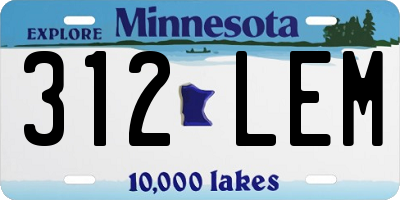 MN license plate 312LEM