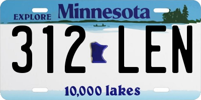 MN license plate 312LEN