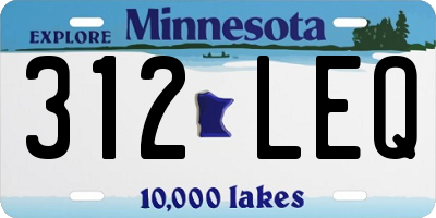 MN license plate 312LEQ