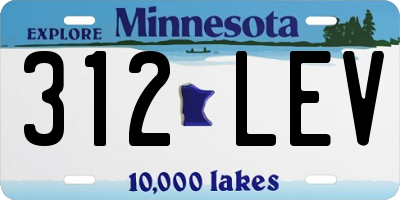 MN license plate 312LEV