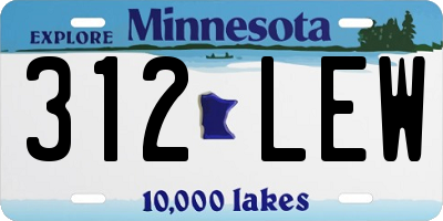 MN license plate 312LEW