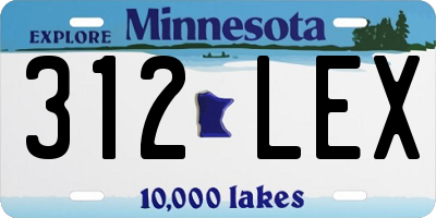 MN license plate 312LEX