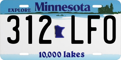 MN license plate 312LFO