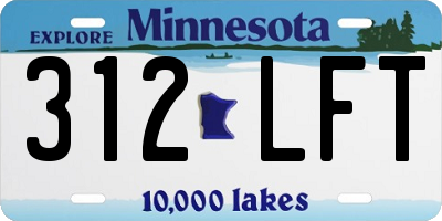 MN license plate 312LFT