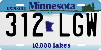 MN license plate 312LGW