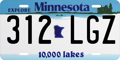 MN license plate 312LGZ