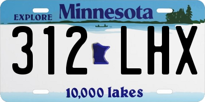 MN license plate 312LHX