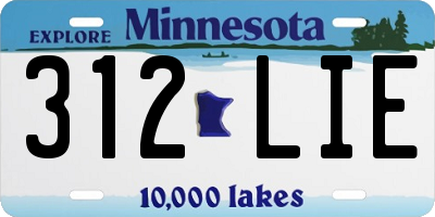 MN license plate 312LIE