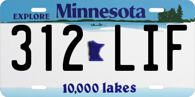 MN license plate 312LIF