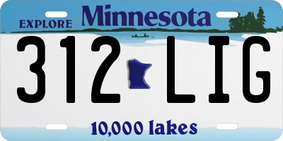 MN license plate 312LIG