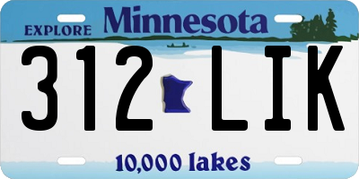 MN license plate 312LIK