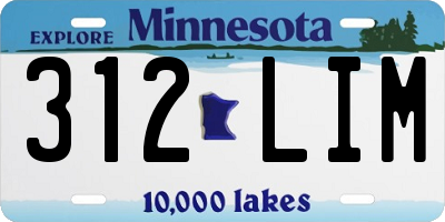 MN license plate 312LIM