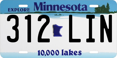 MN license plate 312LIN