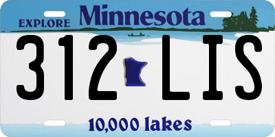MN license plate 312LIS