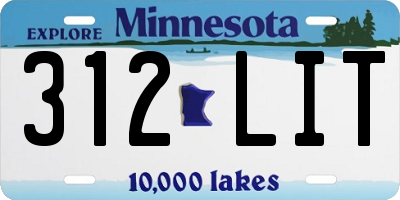 MN license plate 312LIT