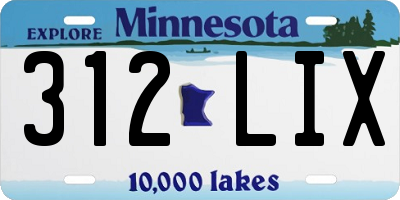 MN license plate 312LIX