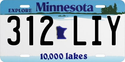 MN license plate 312LIY