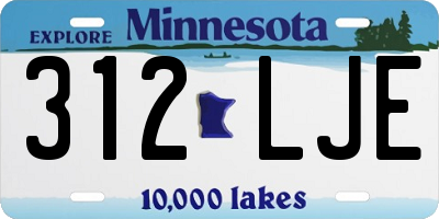 MN license plate 312LJE