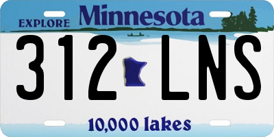 MN license plate 312LNS