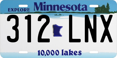MN license plate 312LNX
