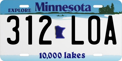MN license plate 312LOA