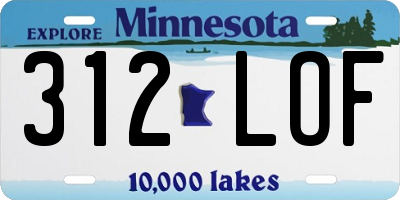 MN license plate 312LOF