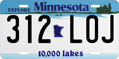 MN license plate 312LOJ