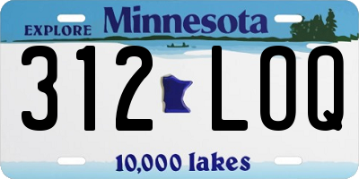 MN license plate 312LOQ