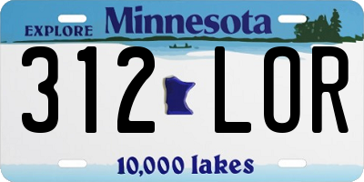 MN license plate 312LOR