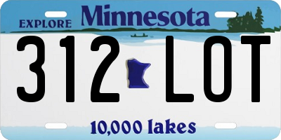 MN license plate 312LOT