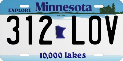 MN license plate 312LOV