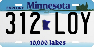 MN license plate 312LOY