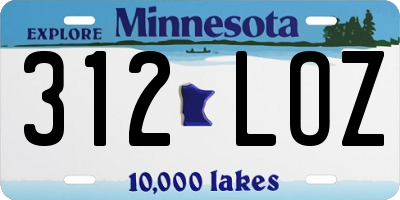 MN license plate 312LOZ